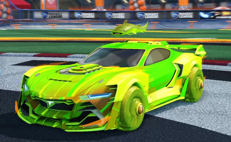 Rocket league Tyranno GXT Lime design with Cephalo,Wet Paint,Catfish