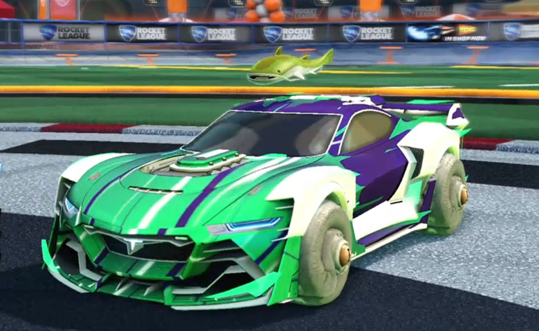 Rocket league Tyranno GXT Titanium White design with Cephalo,Wet Paint,Catfish