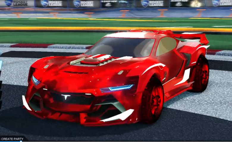 Rocket league Tyranno GXT Crimson design with Traction: Hatch,Interstellar