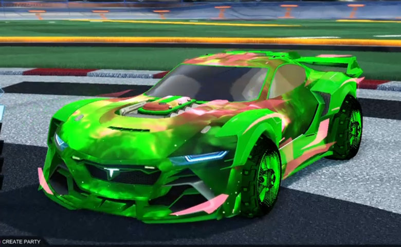 Rocket league Tyranno GXT Forest Green design with Traction: Hatch,Interstellar