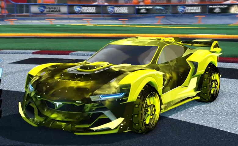 Rocket league Tyranno GXT Saffron design with Traction: Hatch,Interstellar