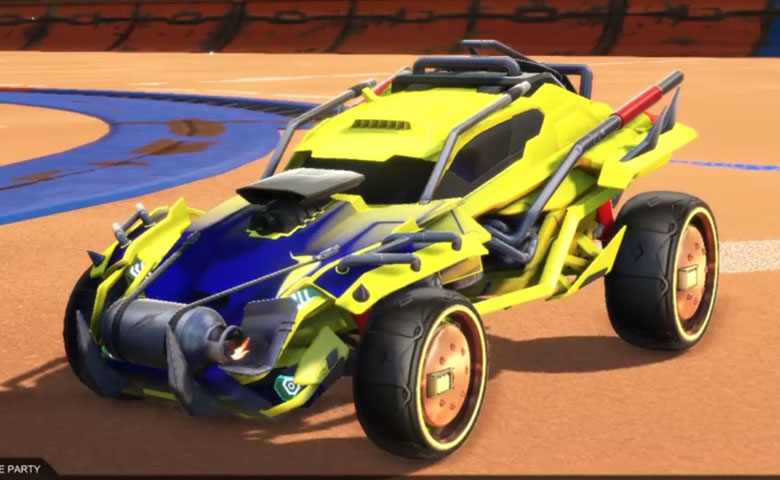 Rocket league Outlaw GXT Saffron design with Tanker,Mainframe