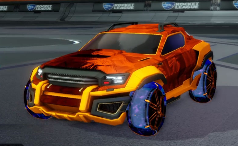 Rocket league Jackal Orange design with Jak'd: Obverse,Stride Tide
