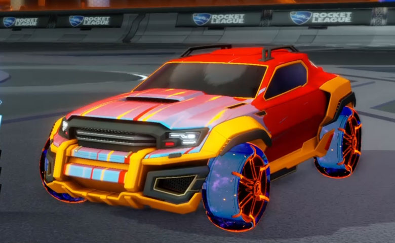 Rocket league Jackal Orange design with Jak'd: Obverse,Wet Paint