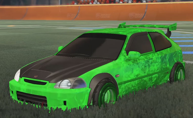 Rocket league Honda Civic Type R-LE Forest Green design with Founder,Dissolver