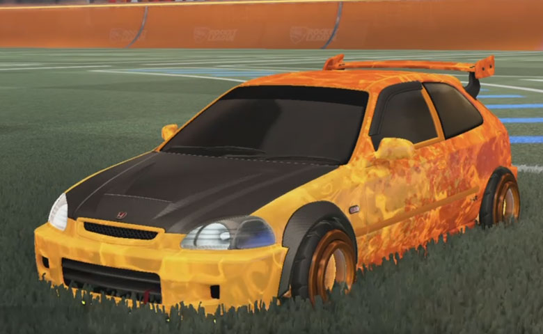 Rocket league Honda Civic Type R-LE Orange design with Founder,Dissolver