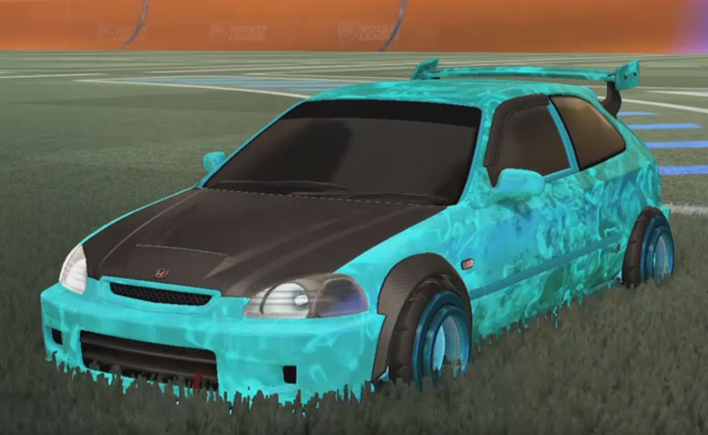 Rocket league Honda Civic Type R-LE Sky Blue design with Founder,Dissolver