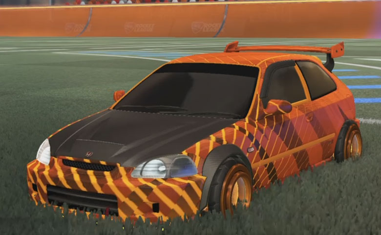 Rocket league Honda Civic Type R-LE Orange design with Founder,20XX