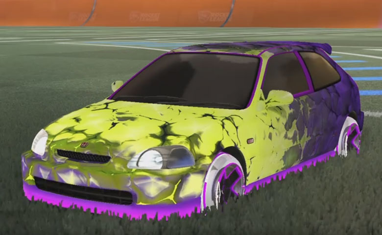 Rocket league Honda Civic Type R Purple design with Maz:Hologrphic,Chanmeleon