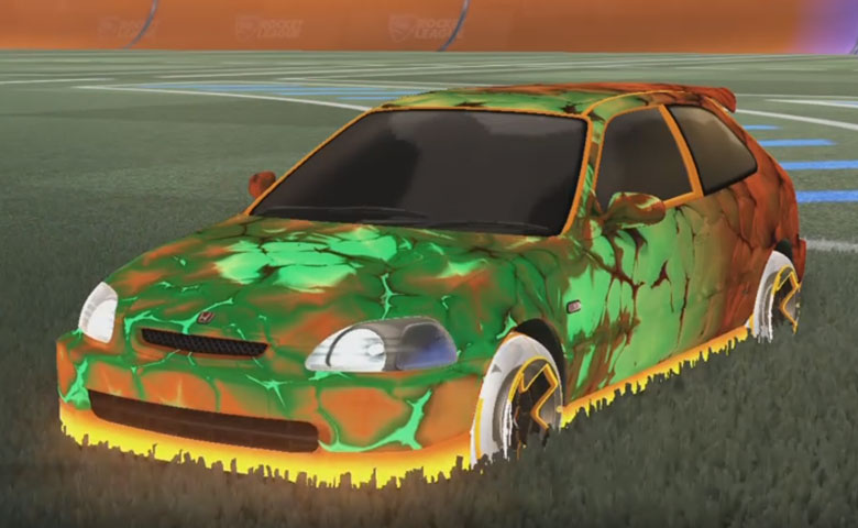 Rocket league Honda Civic Type R Orange design with Maz:Hologrphic,Chanmeleon