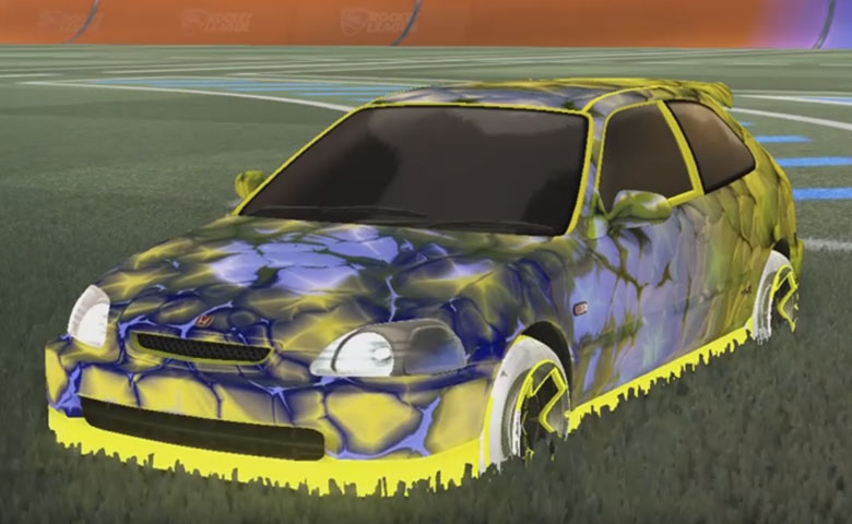 Rocket league Honda Civic Type R Saffron design with Maz:Hologrphic,Chanmeleon