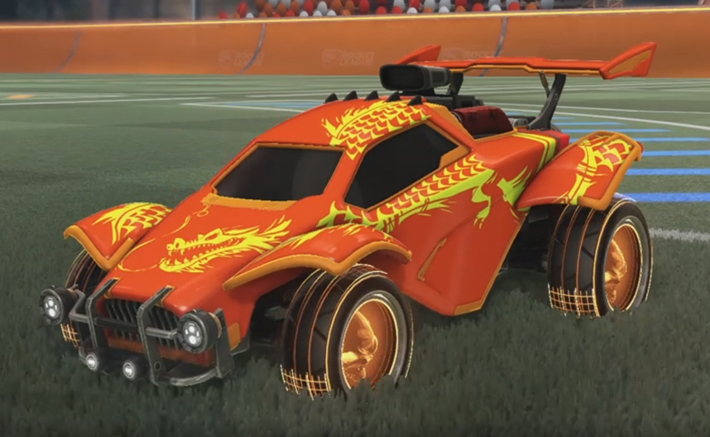 Rocket league Octane Orange design with Troublemaker IV,Dragon