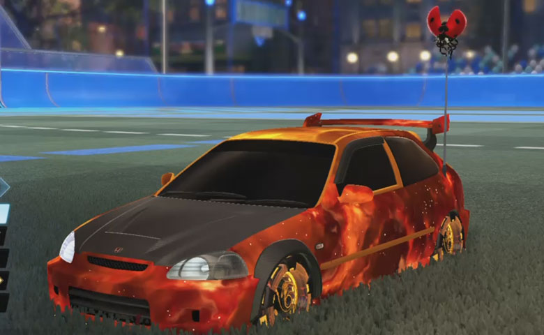 Rocket league Honda Civic Type R-LE Orange design with NeyYoYo,Sprattle,Lucky Ladybug,Interstellar