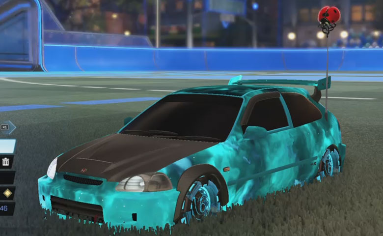 Rocket league Honda Civic Type R-LE Sky Blue design with NeyYoYo,Sprattle,Lucky Ladybug,Interstellar