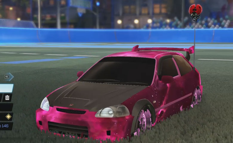 Rocket league Honda Civic Type R-LE Pink design with NeyYoYo,Sprattle,Lucky Ladybug,Interstellar