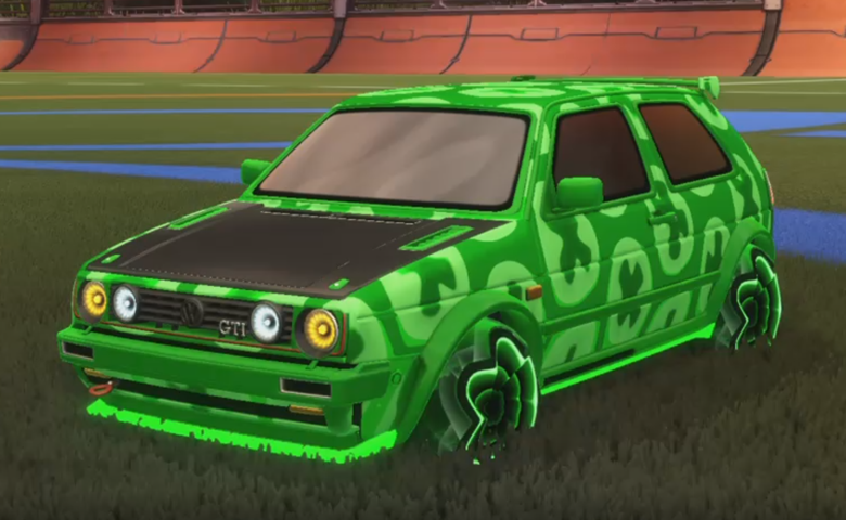 Rocket league Volkswagen Golf GTI RLE Forest Green design with Starcade,Xtra