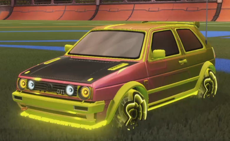 Rocket league Volkswagen Golf GTI RLE Saffron design with Starcade,Mainframe