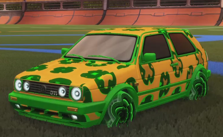 Rocket league Volkswagen Golf GTI Forest Green design with Starcade,Xtra