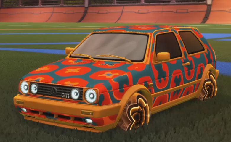 Rocket league Volkswagen Golf GTI Orange design with Starcade,Xtra