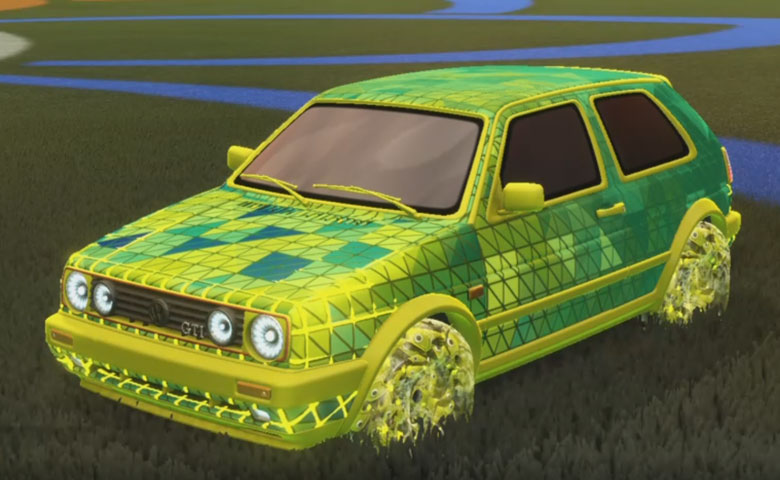 Rocket league Volkswagen Golf GTI Saffron design with School'd,Trigon