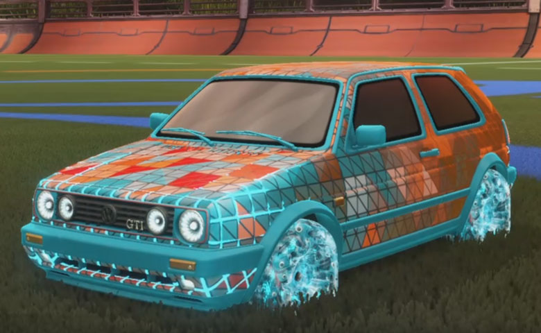 Rocket league Volkswagen Golf GTI Sky Blue design with School'd,Trigon