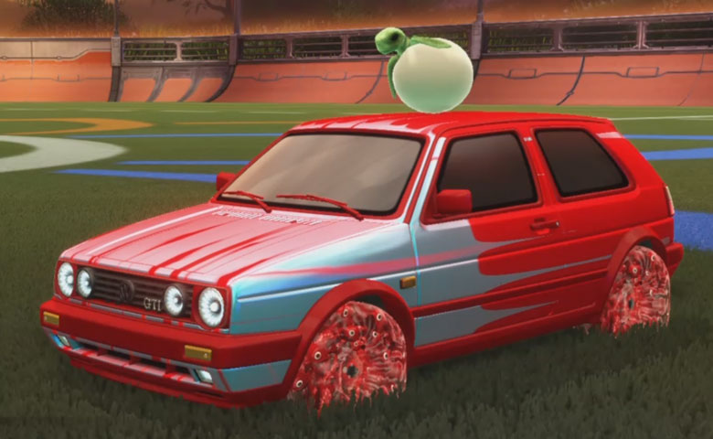 Rocket league Volkswagen Golf GTI Crimson design with School'd,Wet Paint,Baby Turtle