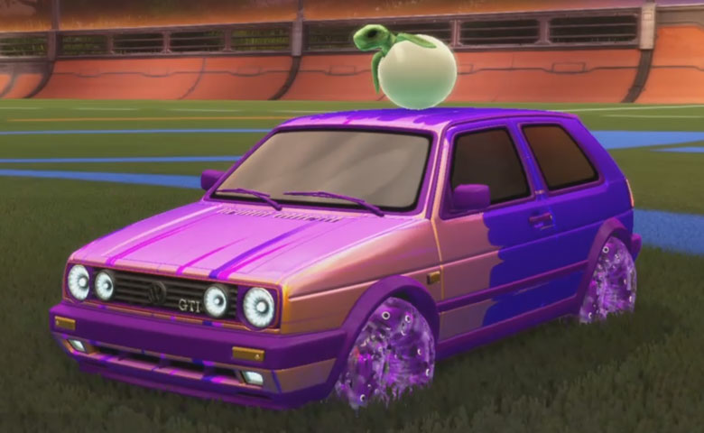 Rocket league Volkswagen Golf GTI Purple design with School'd,Wet Paint,Baby Turtle