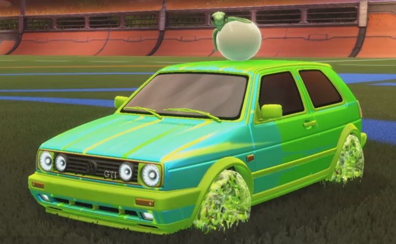 Rocket league Volkswagen Golf GTI Lime design with School'd,Wet Paint,Baby Turtle