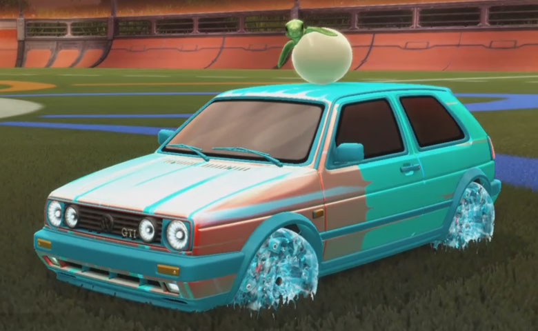 Rocket league Volkswagen Golf GTI Sky Blue design with School'd,Wet Paint,Baby Turtle