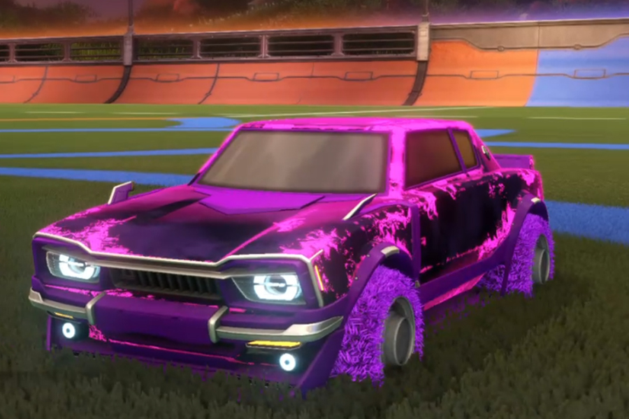 Rocket league Dingo Purple design with Green Machine,Fire God