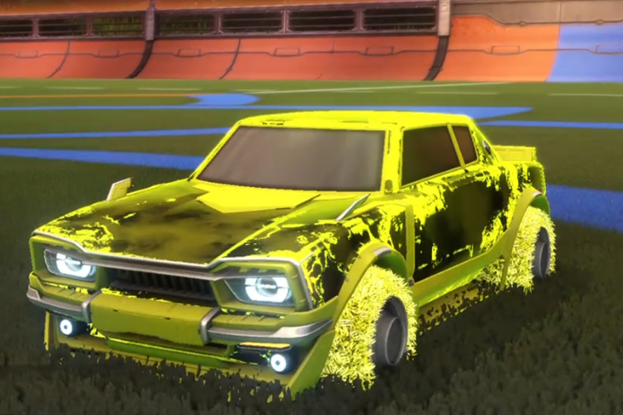 Rocket league Dingo Saffron design with Green Machine,Fire God