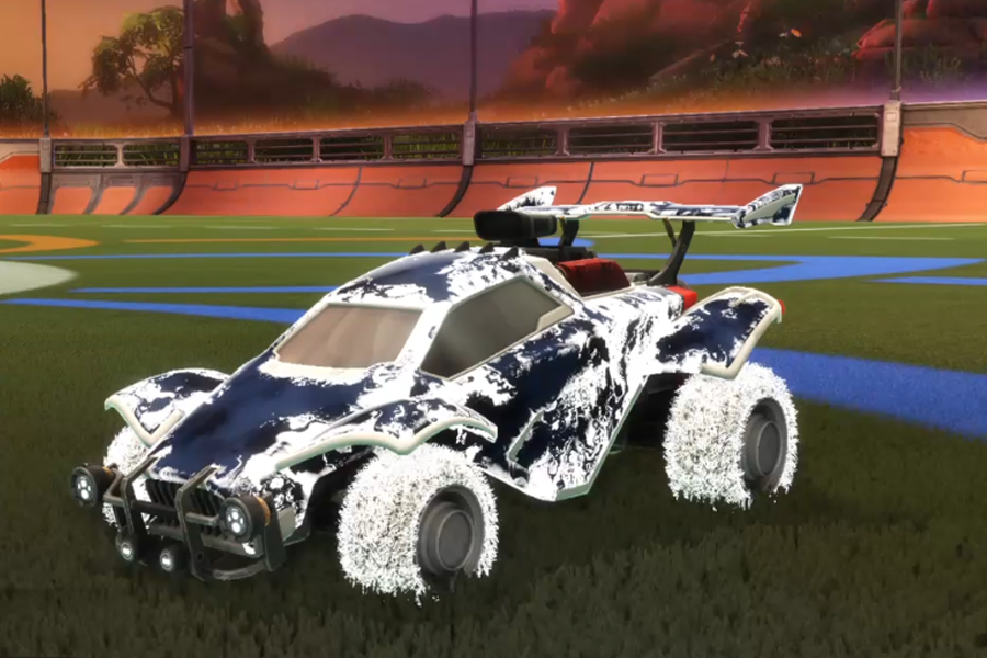 Rocket league Octane Titanium White design with Green Machine,Fire God