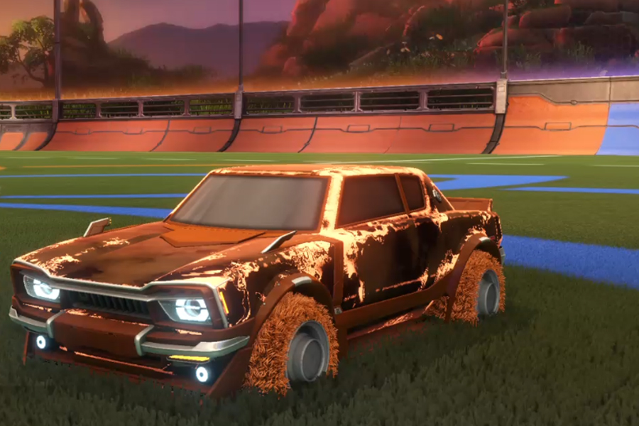 Rocket league Dingo Burnt Sienna design with Burnt Green Machine,Fire God