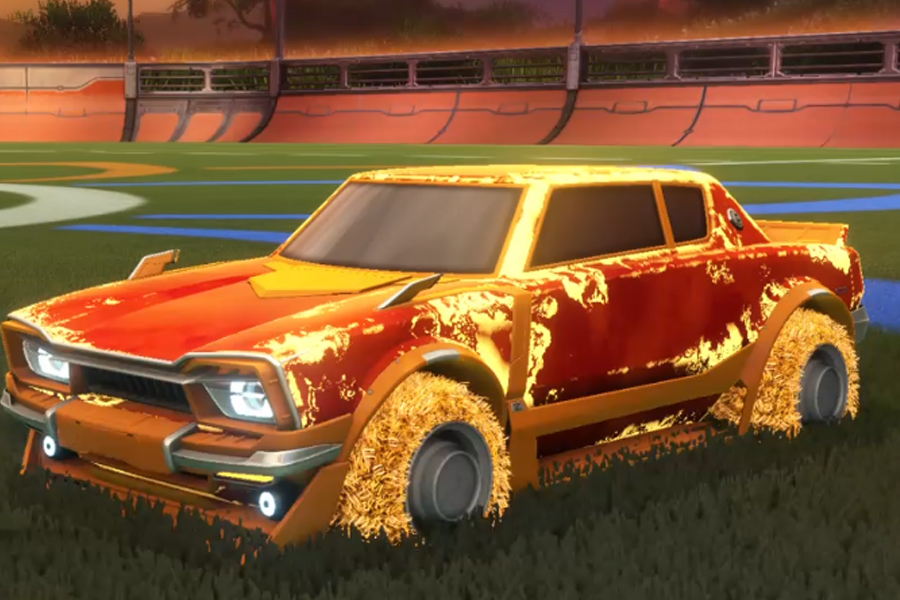 Rocket league Drange Dingo Grey design with Drange Green Machine,Fire God