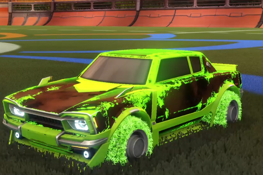 Rocket league Dingo Lime design with Green Machine,Fire God