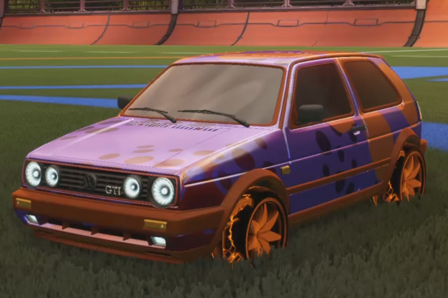 Rocket league Volkswagen Golf Gti Burnt Sienna design with Floret:Infinite,Spotdrop