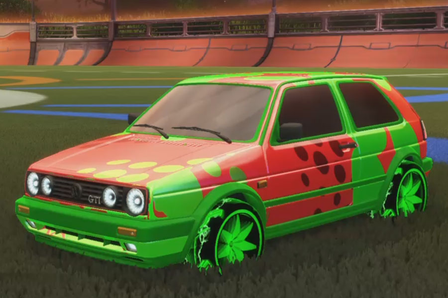 Rocket league Volkswagen Golf Gti Forest Green design with Floret:Infinite,Spotdrop