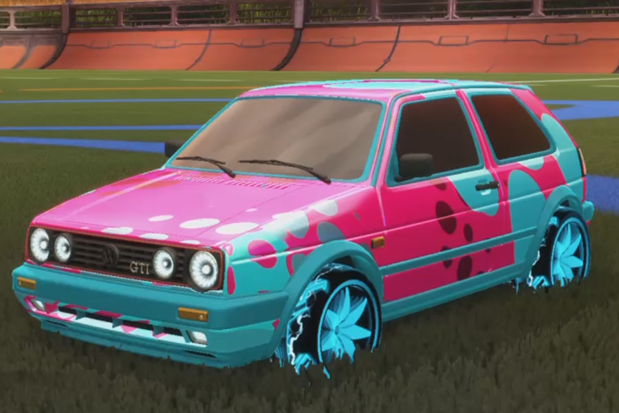 Rocket league Volkswagen Golf Gti Sky Blue design with Floret:Infinite,Spotdrop